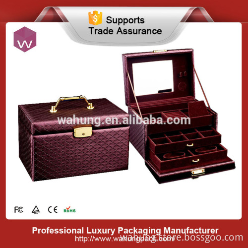 blue travel jewelry leather box for packaging